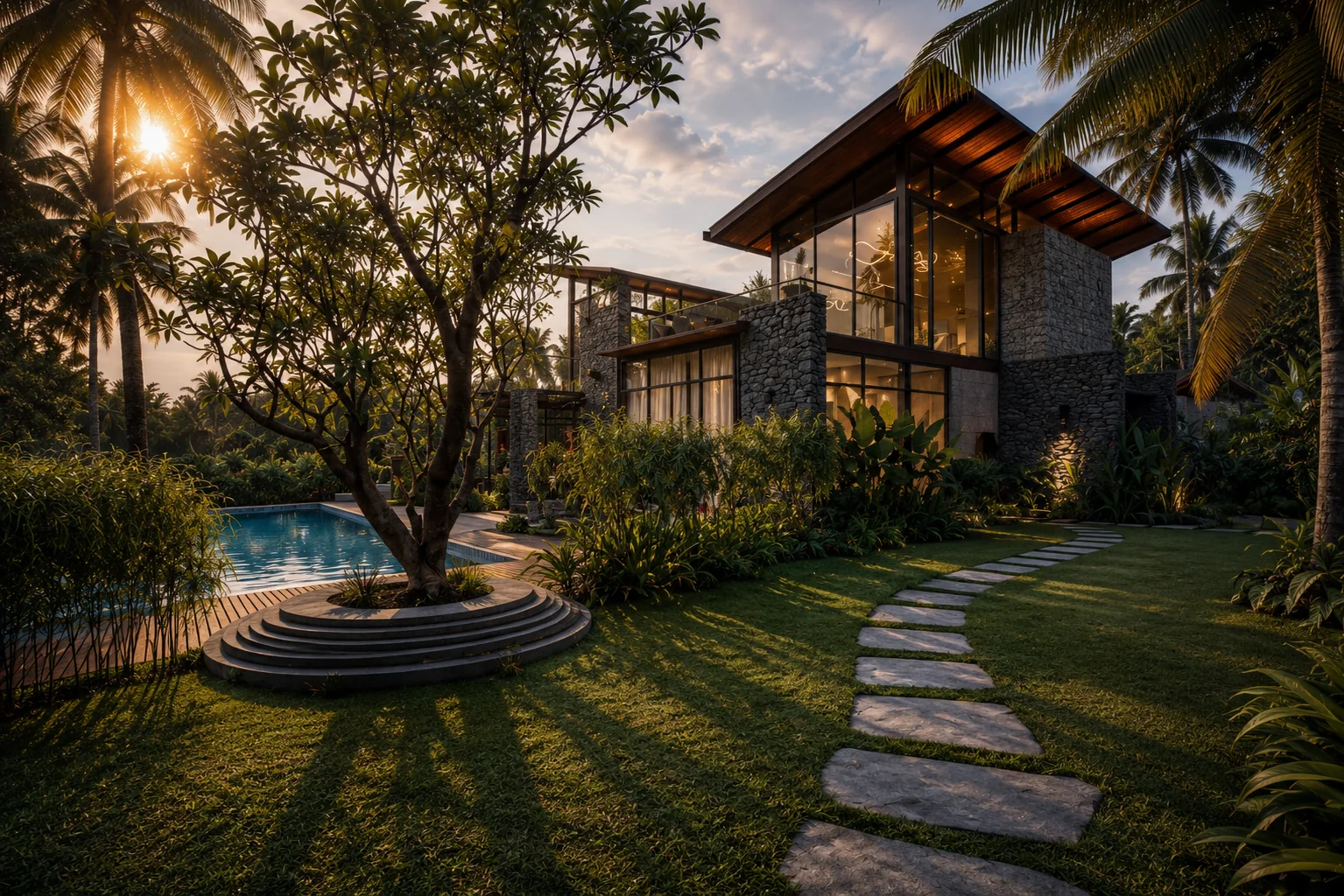 The Isles of Kadamakudy retreat surrounded by tropical planting
